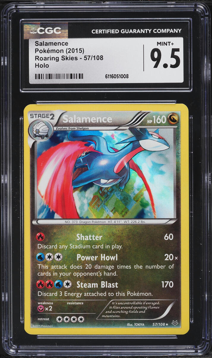 2015 Pokemon XY Roaring Skies Holo Salamence #57 CGC 9.5 MINT+