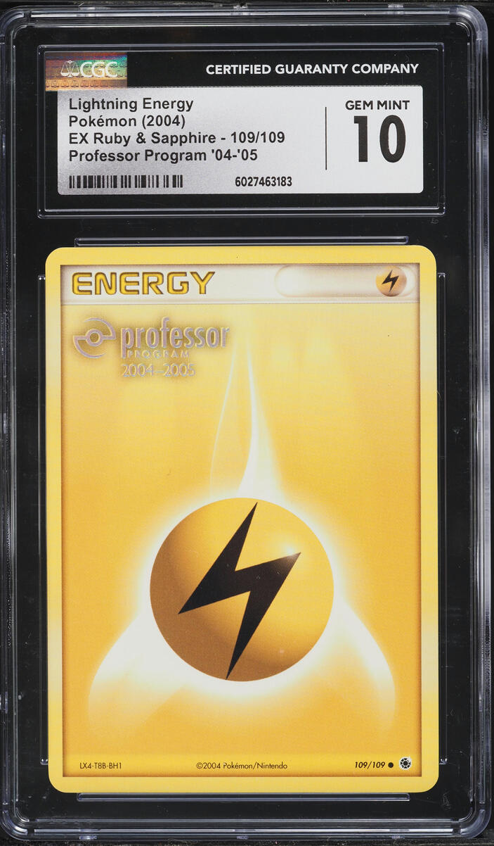 2004 Pokemon EX Ruby & Sapphire Professor Program Lightning Energy #109 CGC 10 GEM MINT