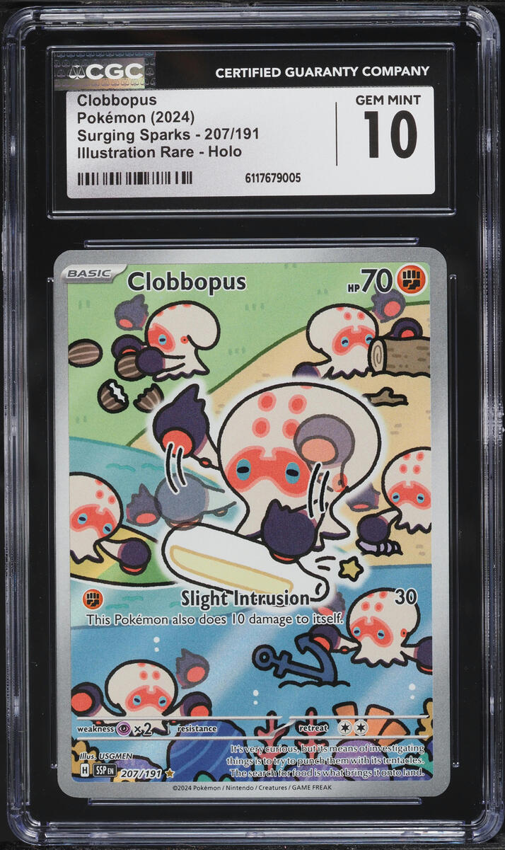 2024 Pokemon Scarlet & Violet Surging Sparks IR Clobbopus #207 CGC 10 GEM MINT