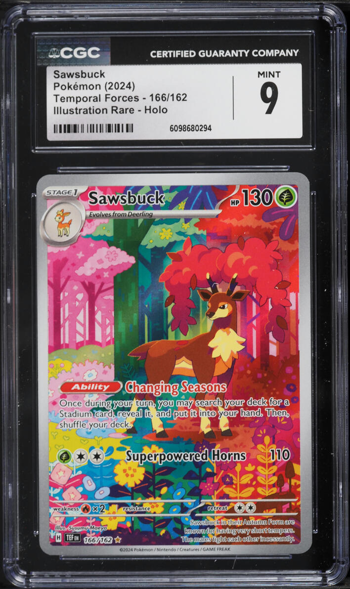 2024 Pokemon Scarlet & Violet Temporal Forces IR Sawsbuck #166 CGC 9 MINT