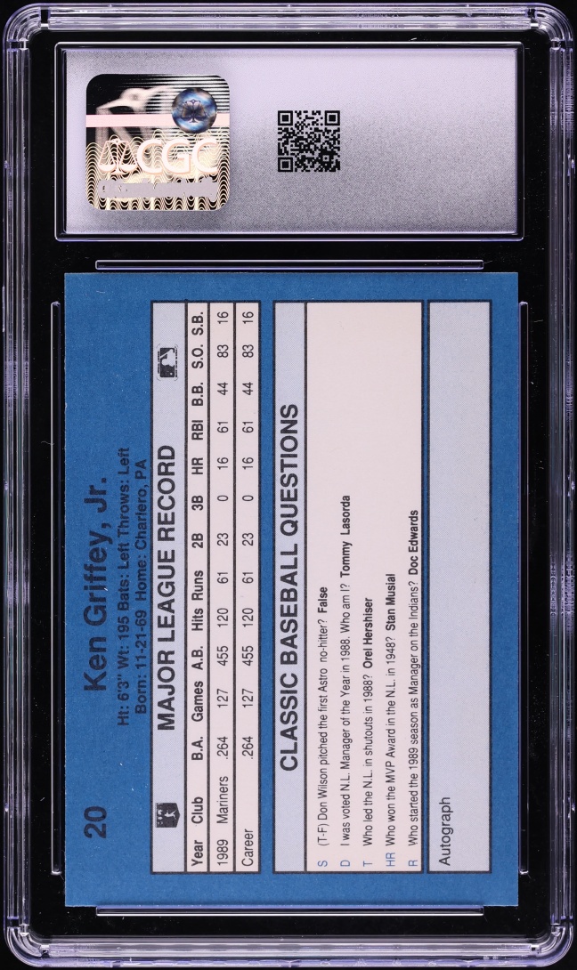 1990 Classic Blue Edition Ken Griffey Jr. #20 CGC 7.5 NRMT+