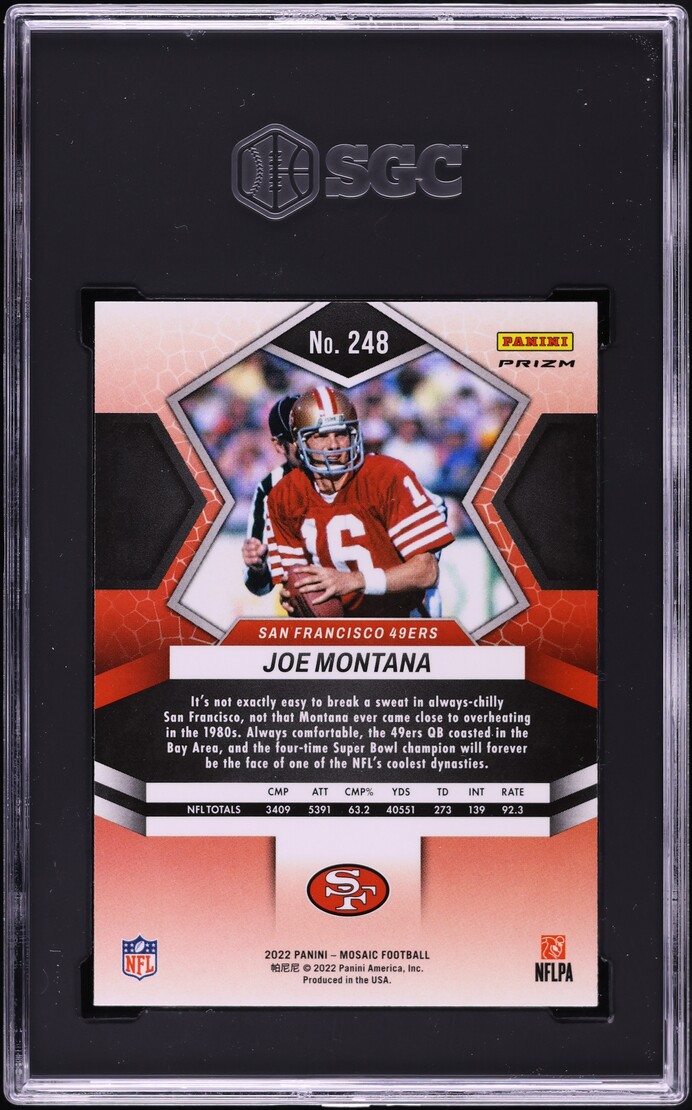 2022 Panini Mosaic Genesis Prizm Joe Montana #248 SGC 8 NM-MT