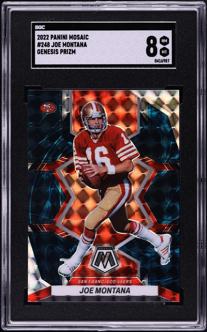 2022 Panini Mosaic Genesis Prizm Joe Montana #248 SGC 8 NM-MT