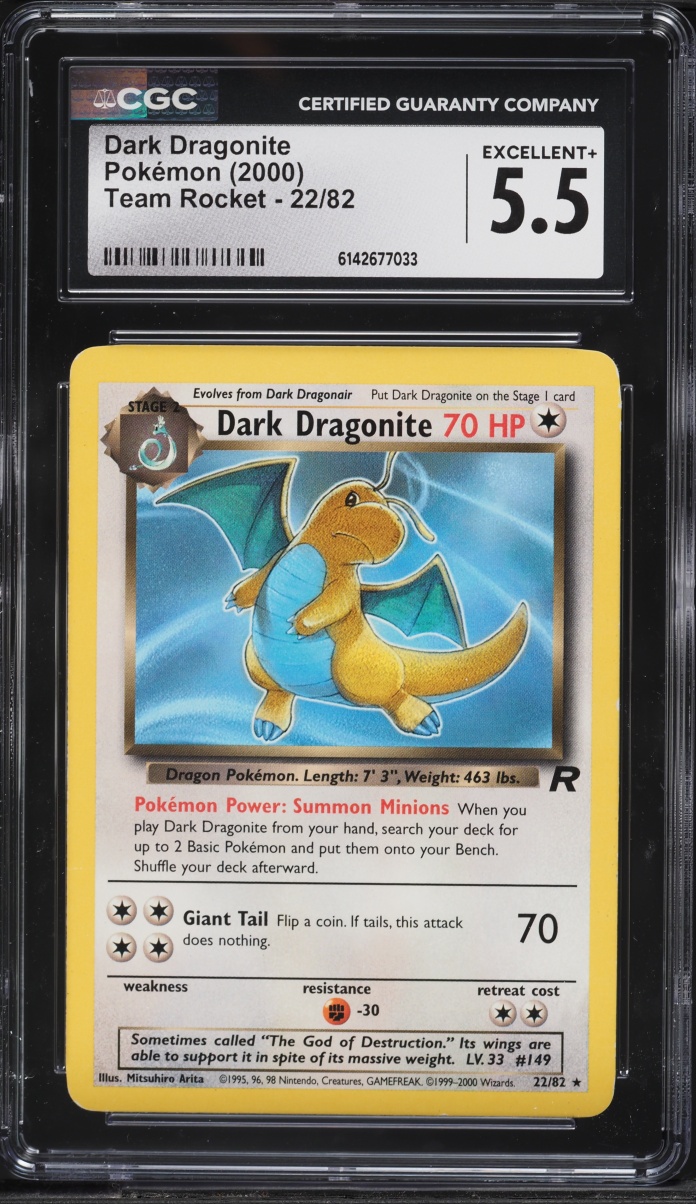 2000 Pokemon Team Rocket Dark Dragonite #22 CGC 5.5 EX+