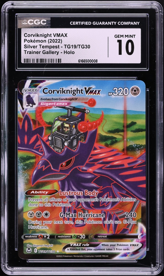 2022 Pokemon Sword & Shield Silver Tempest Full Art Corviknight VMAX #TG19 CGC 10 GEM MINT