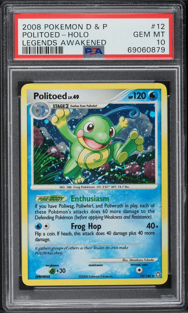 2008 Pokemon Diamond & Pearl Legends Awakened Holo Politoed #12 PSA 10 GEM MINT