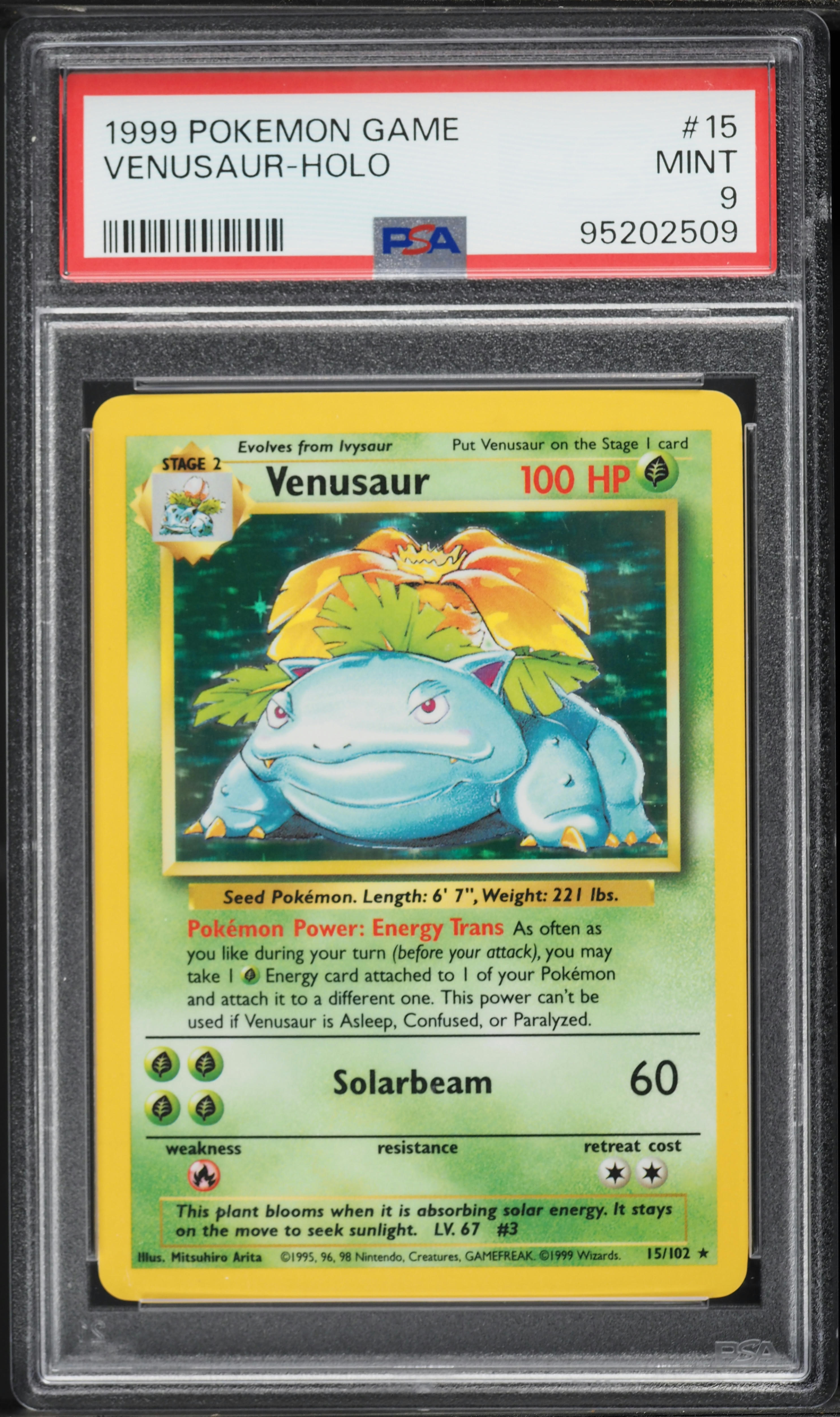 1999 Pokemon Base Set Holo Venusaur #15 PSA 9 MINT