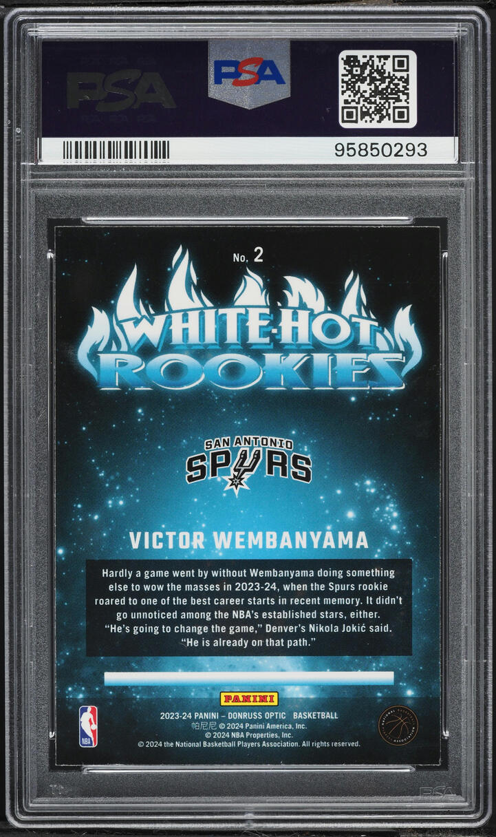 2023 Donruss Optic White Hot Victor Wembanyama ROOKIE #2 PSA 9 MINT