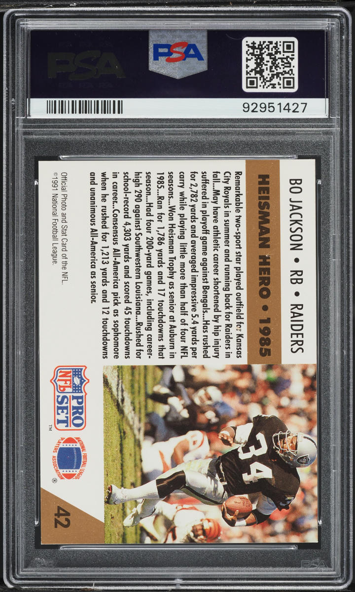 1991 Pro Set Football Bo Jackson #42 PSA 7 NRMT