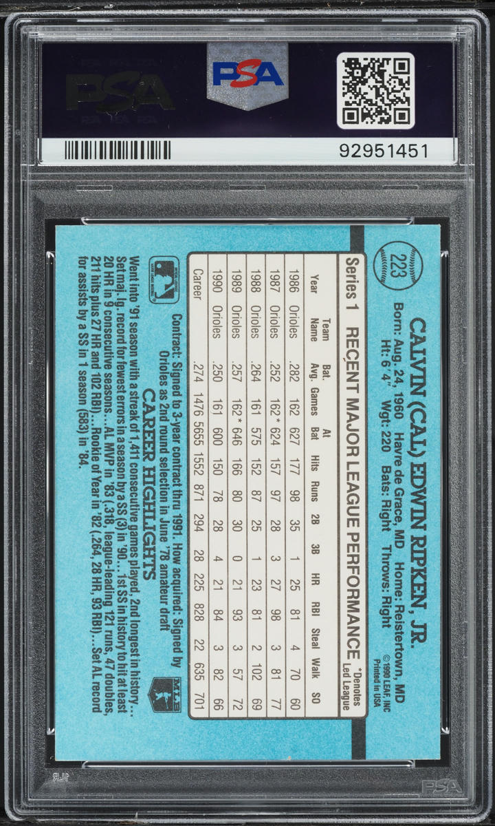 1991 Donruss Cal Ripken Jr. #223 PSA 7 NRMT