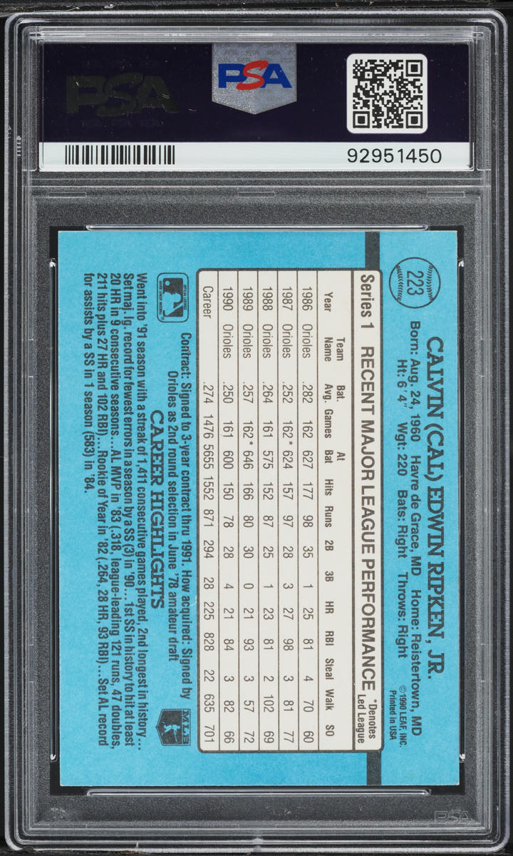 1991 Donruss Cal Ripken Jr. #223 PSA 7 NRMT