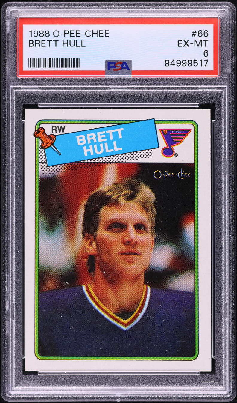 1988 O-Pee-Chee Hockey Brett Hull ROOKIE #66 PSA 6 EXMT
