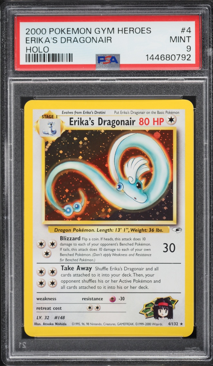 2000 Pokemon Gym Heroes Holo Erika's Dragonair #4 PSA 9 MINT