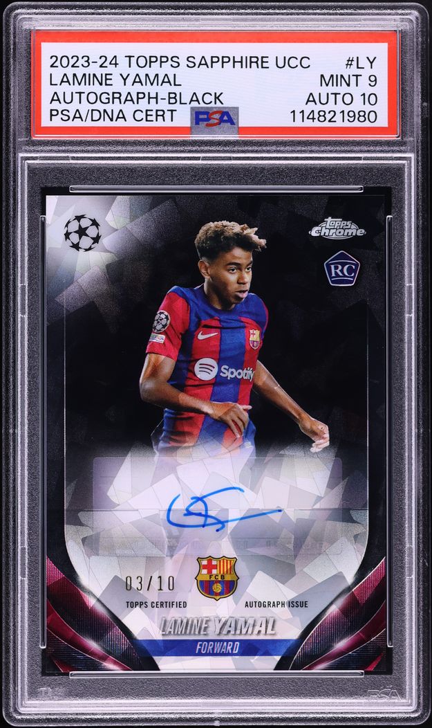 2023 Topps Chrome Sapphire UEFA Black Lamine Yamal ROOKIE AUTO DNA 10 /10 #CA-LY PSA 9 MINT