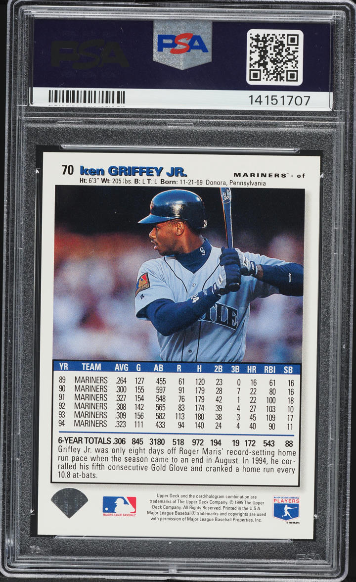 1995 Collector's Choice Gold Signature Ken Griffey Jr. #70 PSA 10 GEM MINT