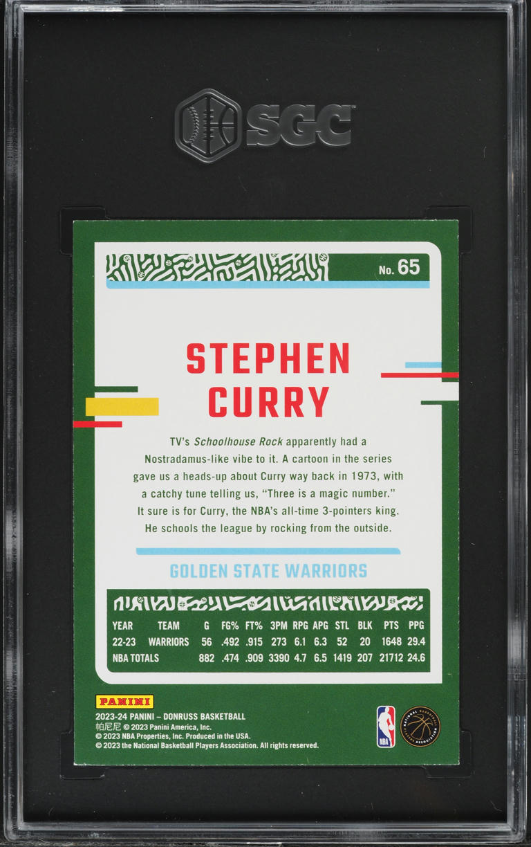2023 Donruss Basketball Stephen Curry #65 SGC 9 MINT