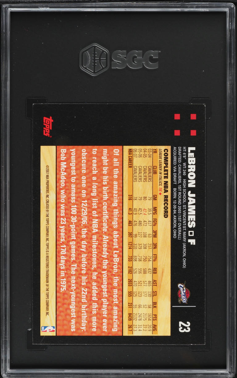 2007 Topps Basketball LeBron James #23 SGC 9 MINT
