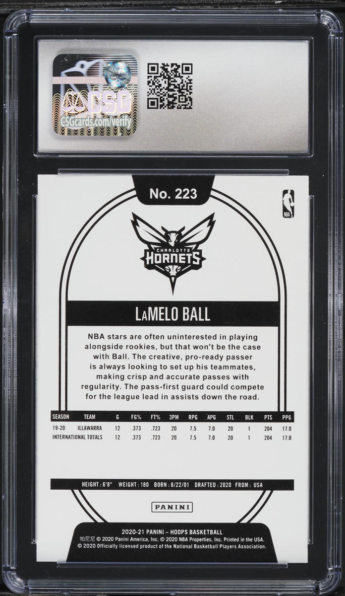 2020 Hoops LaMelo Ball ROOKIE #223 CSG 9.5 MINT+