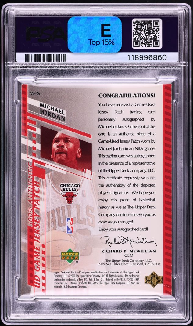 2000 Upper Deck Game Jersey Patch 2 Michael Jordan PATCH AUTO DNA 10 /23 #MJ-PA PSA 7 NRMT