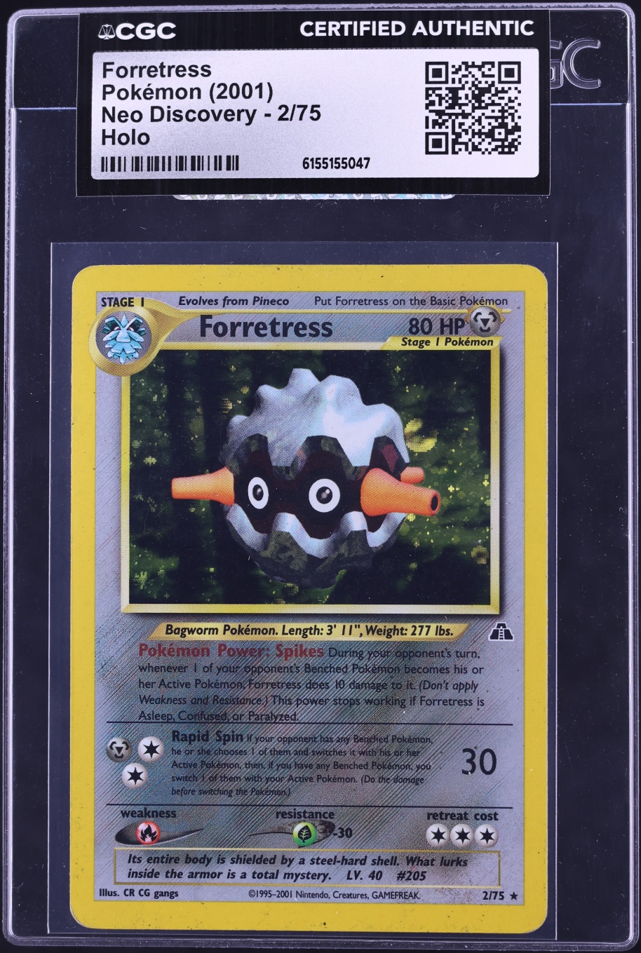 2001 Pokemon Neo Discovery Holo Forretress #2 CGC AUTH
