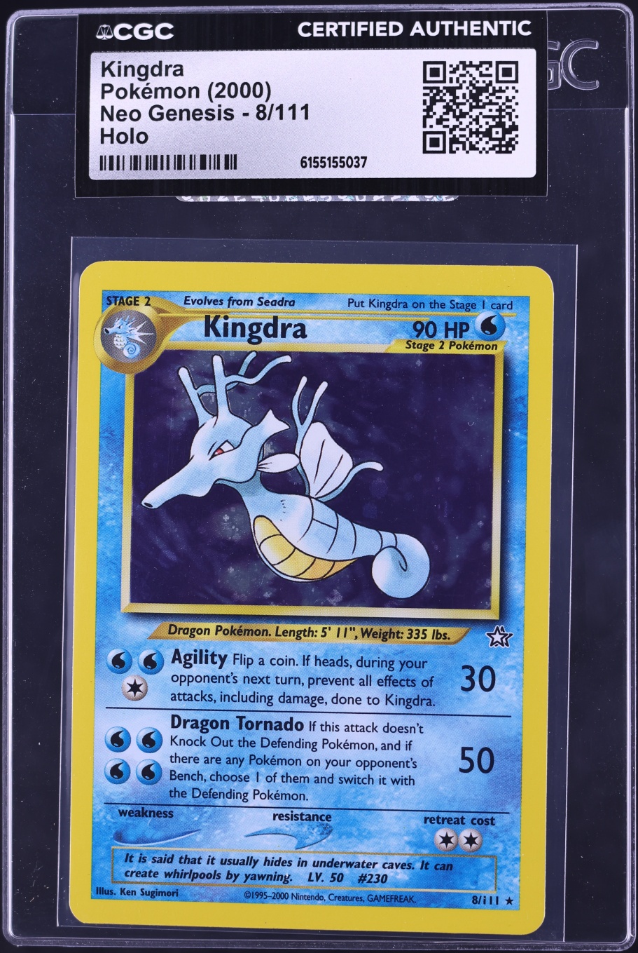 2000 Pokemon Neo Genesis Holo Kingdra #8 CGC AUTH