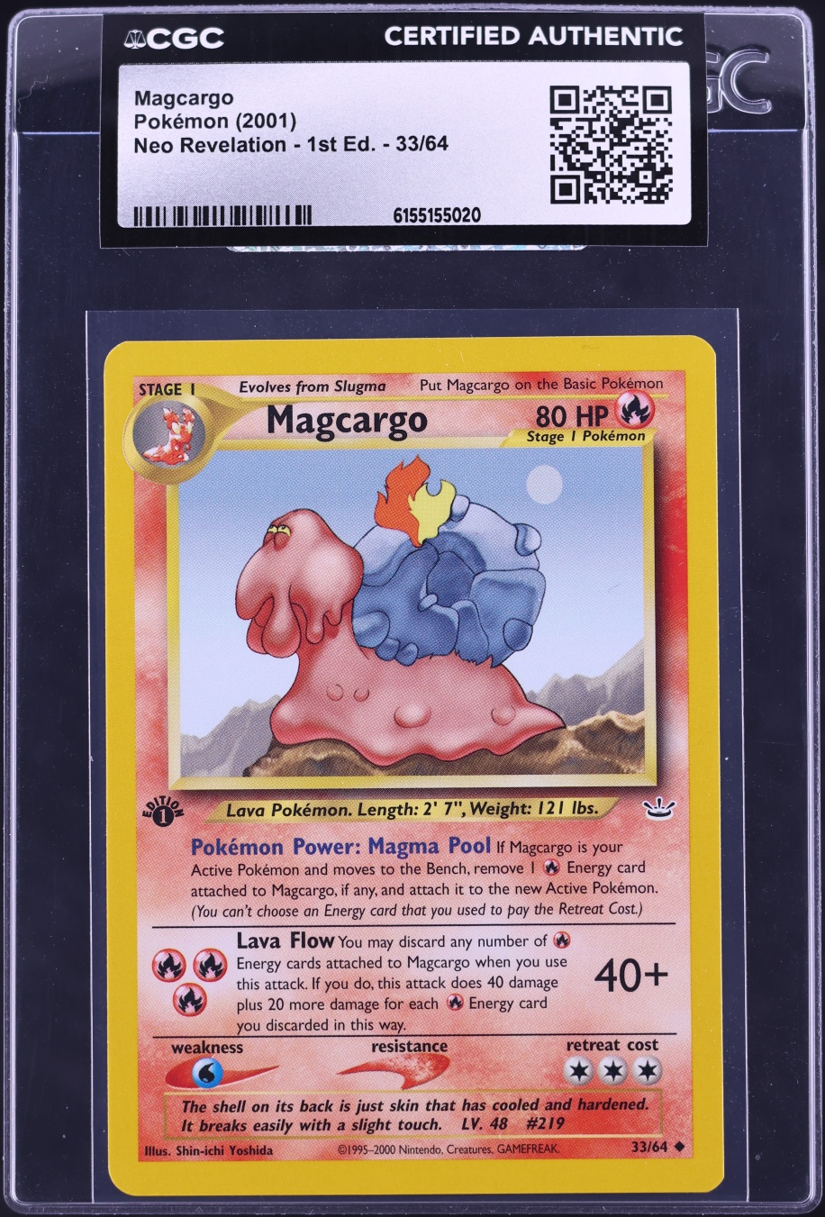 2001 Pokemon Neo Revelation 1st Edition Magcargo #33 CGC AUTH