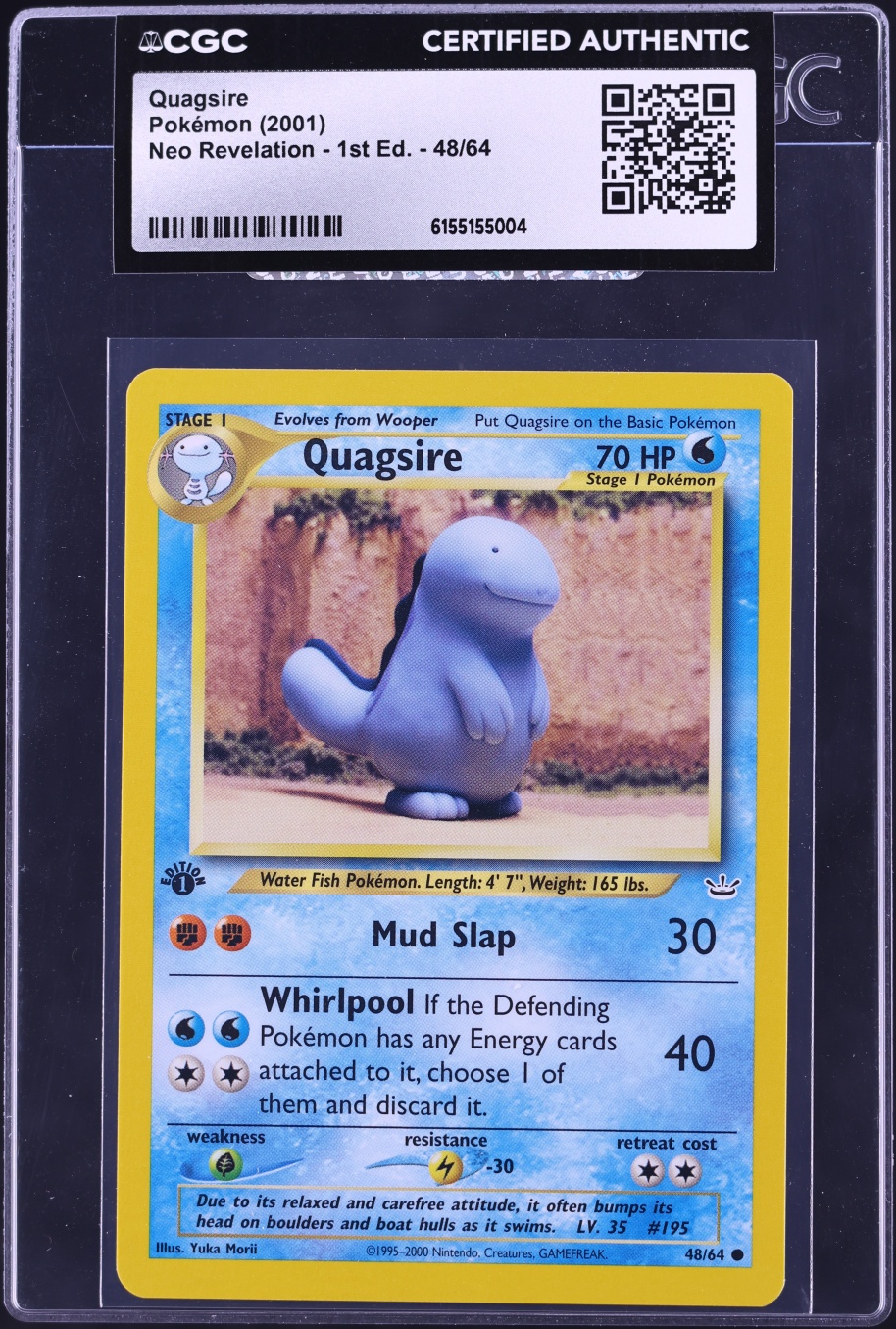 2001 Pokemon Neo Revelation 1st Edition Quagsire #48 CGC AUTH