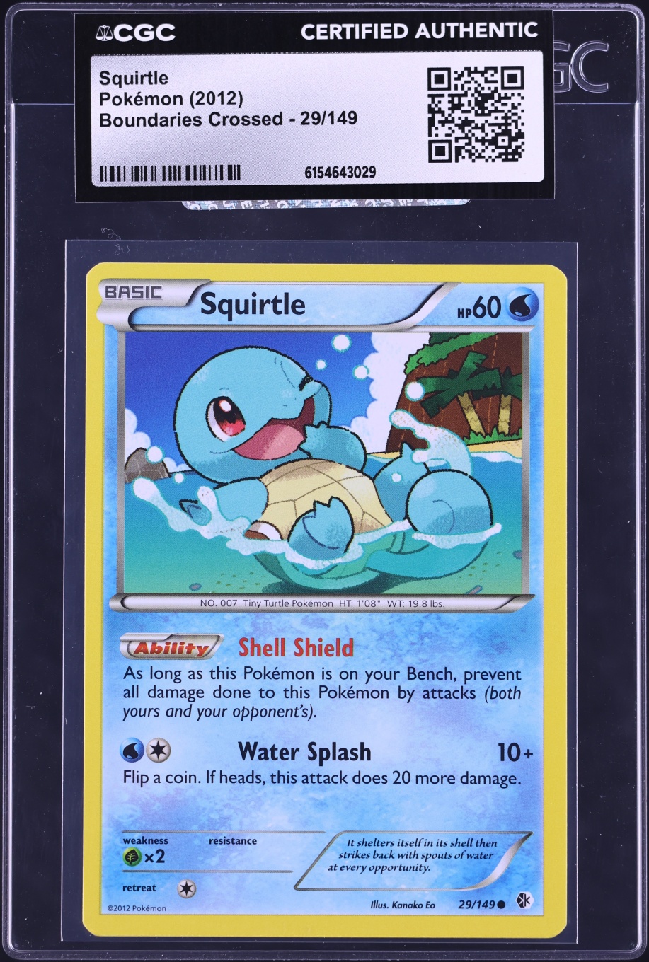 2012 Pokemon Black & White Boundaries Crossed Squirtle #29 CGC AUTH