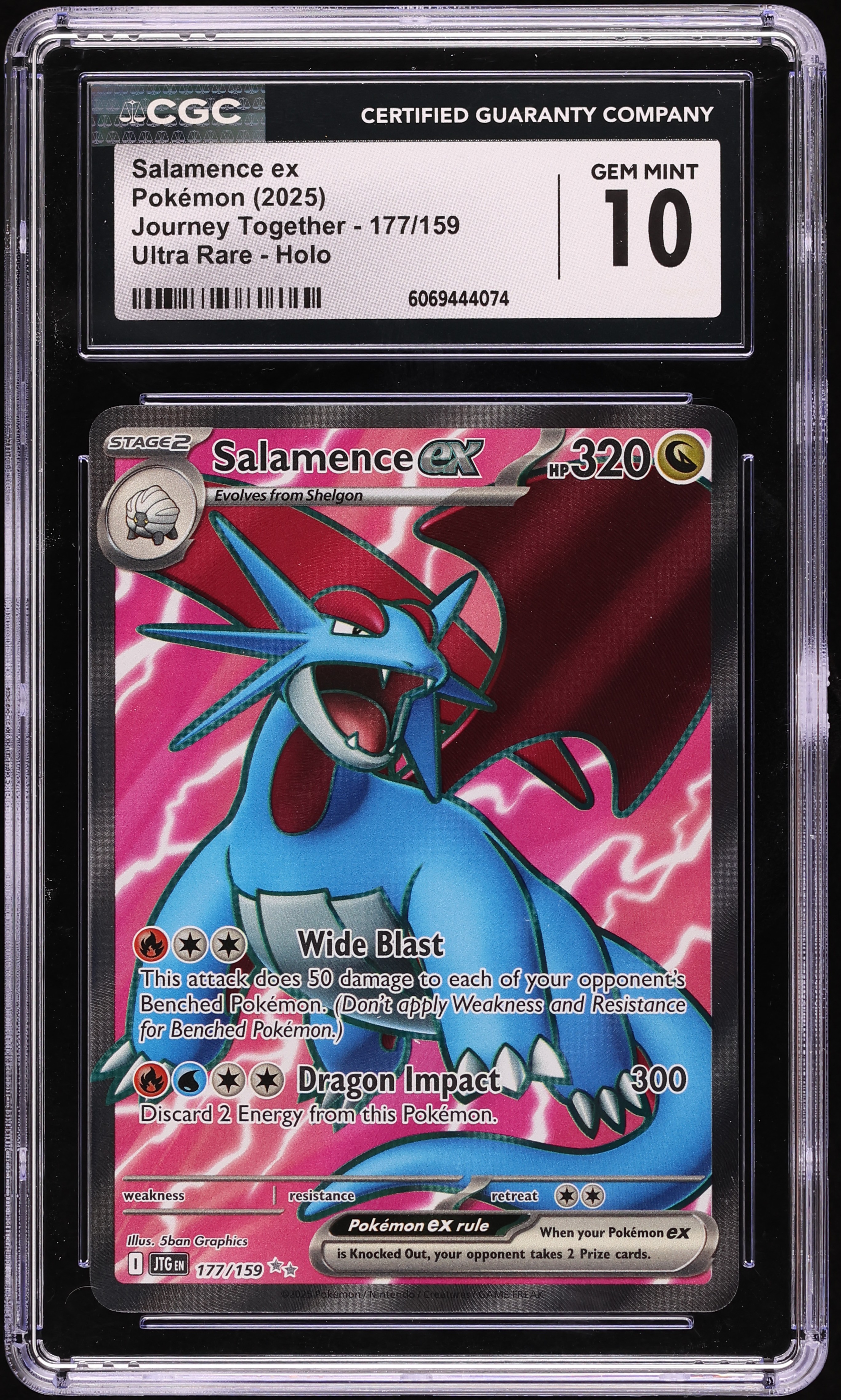 2025 Pokemon SV Journey Together Full Art Salamence ex #177 CGC 10 GEM MINT
