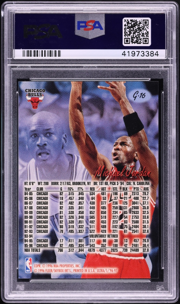 1996 Ultra Gold Medallion Michael Jordan #G16 PSA 10 GEM MINT