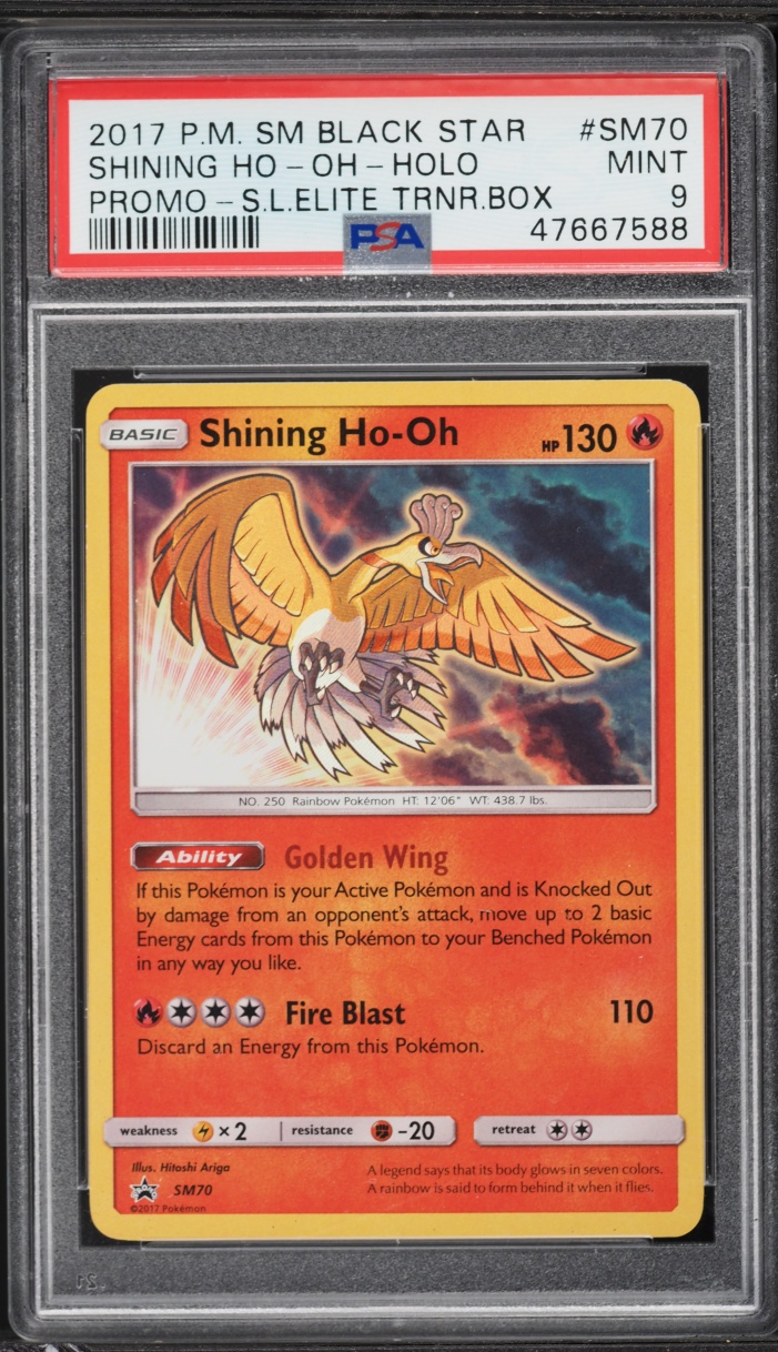 2017 Pokemon Sun & Moon Black Star Promo Legends ETB Holo Shining Ho-Oh #SM70 PSA 9 MINT