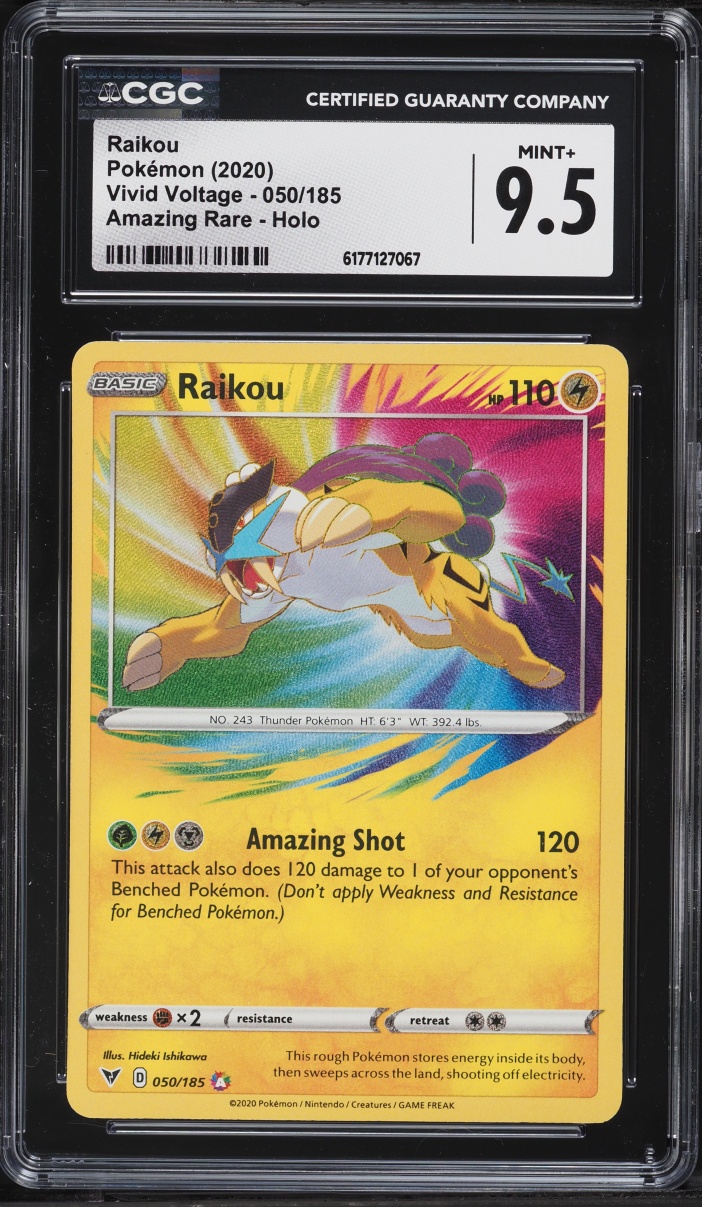 2020 Pokemon Sword & Shield Vivid Voltage Amazing Rare Raikou #50 CGC 9.5 MINT+