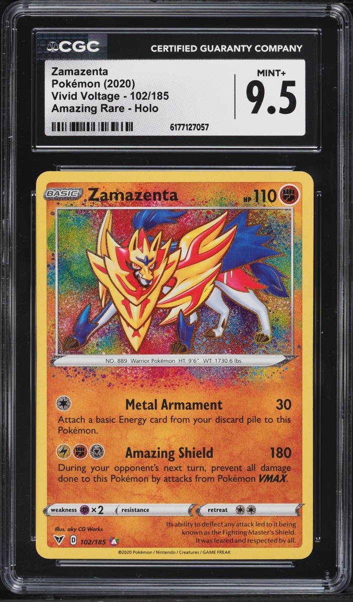 2020 Pokemon Sword & Shield Vivid Voltage Amazing Rare Zamazenta #102 CGC 9.5 MINT+