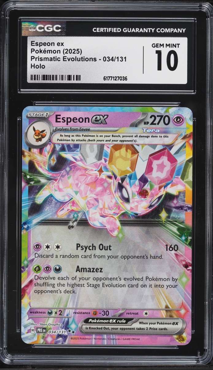 2025 Pokemon Scarlet & Violet Prismatic Evolutions Holo Espeon ex #34 CGC 10 GEM MINT