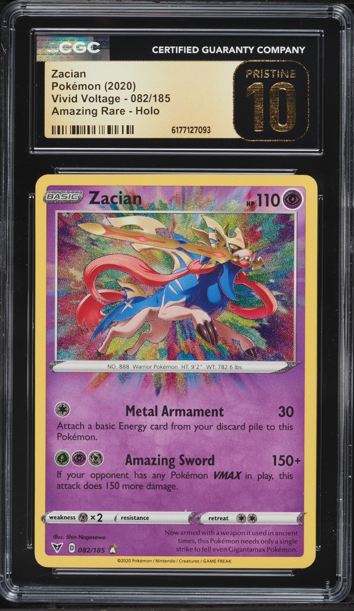 2020 Pokemon Sword & Shield Vivid Voltage Amazing Rare Zacian #82 CGC 10 PRISTINE