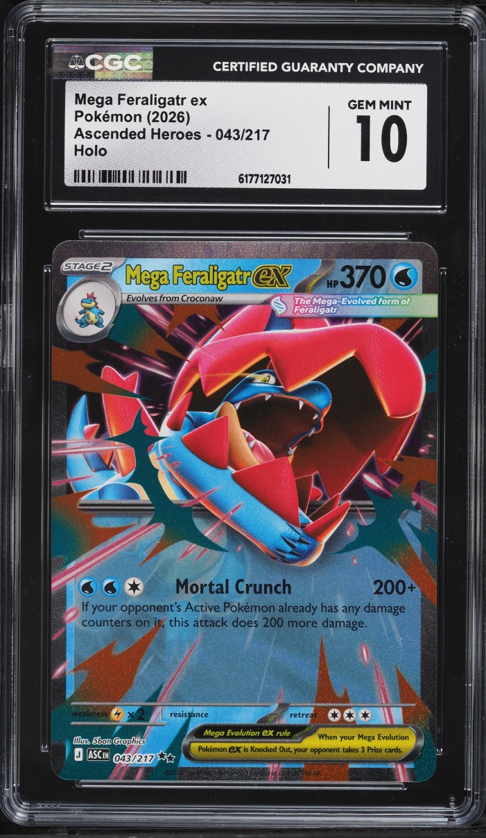2026 Pokemon Mega Evolution Ascended Heroes Holo Mega Feraligatr ex #43 CGC 10 GEM MINT