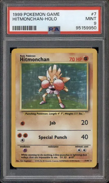 1999 Pokemon Base Set Shadowless 1st Edition Holo Hitmonchan