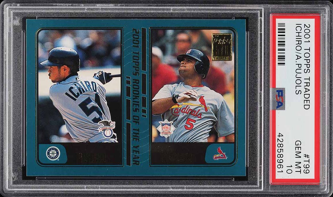 2001 Topps Chrome Traded ROY Ichiro & Albert Pujols ROOKIE SGC 10