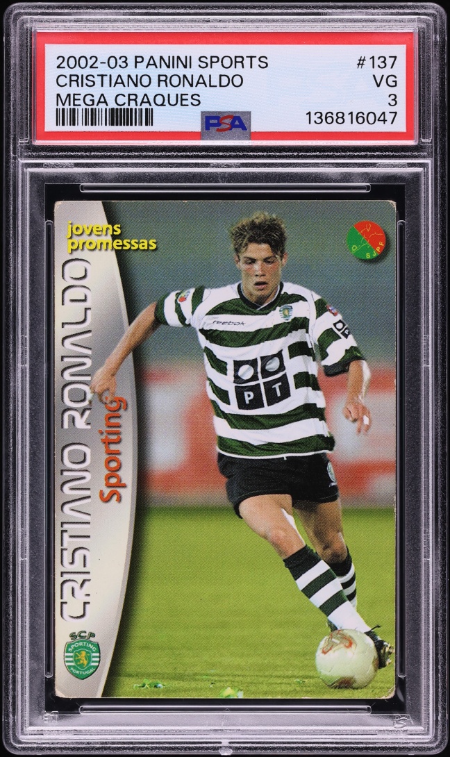 2003 Panini Sports Mega Craques Cristiano Ronaldo ROOKIE #137 PSA 3 VG