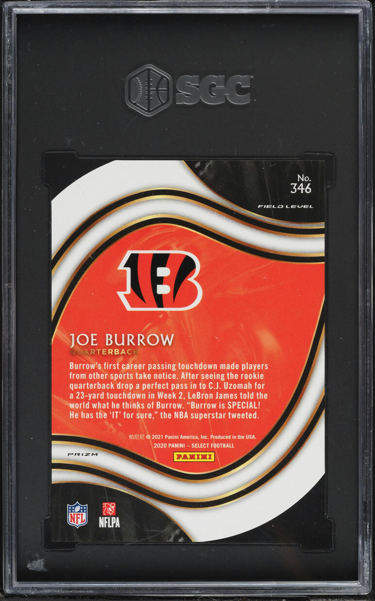 2020 Select Field Level Maroon Prizm Die-Cut Joe Burrow ROOKIE #346 SGC 10 GEM MINT