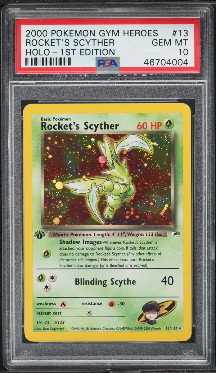 2000 Pokemon Gym Heroes 1st Edition Holo Rocket's Scyther #13 PSA 10 GEM MINT