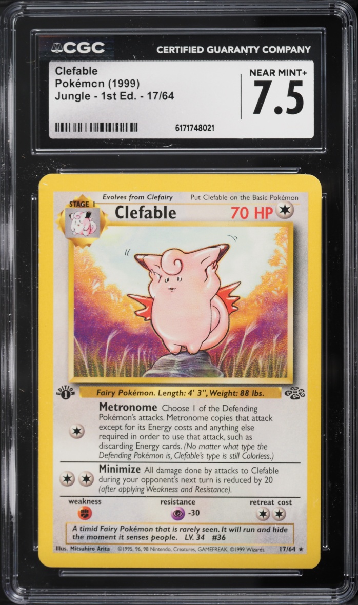 1999 Pokemon Jungle 1st Edition Clefable #17 CGC 7.5 NRMT+