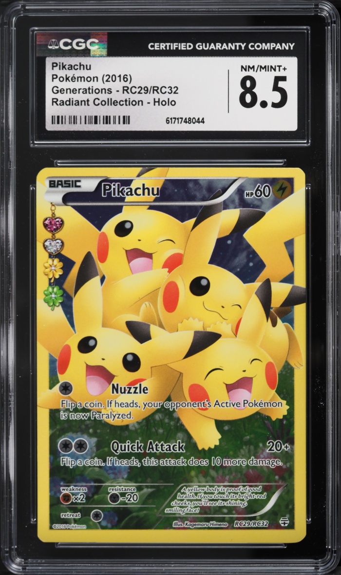 2016 Pokemon XY Generations Radiant Collection Full Art Pikachu #RC29 CGC 8.5 NM-MT+