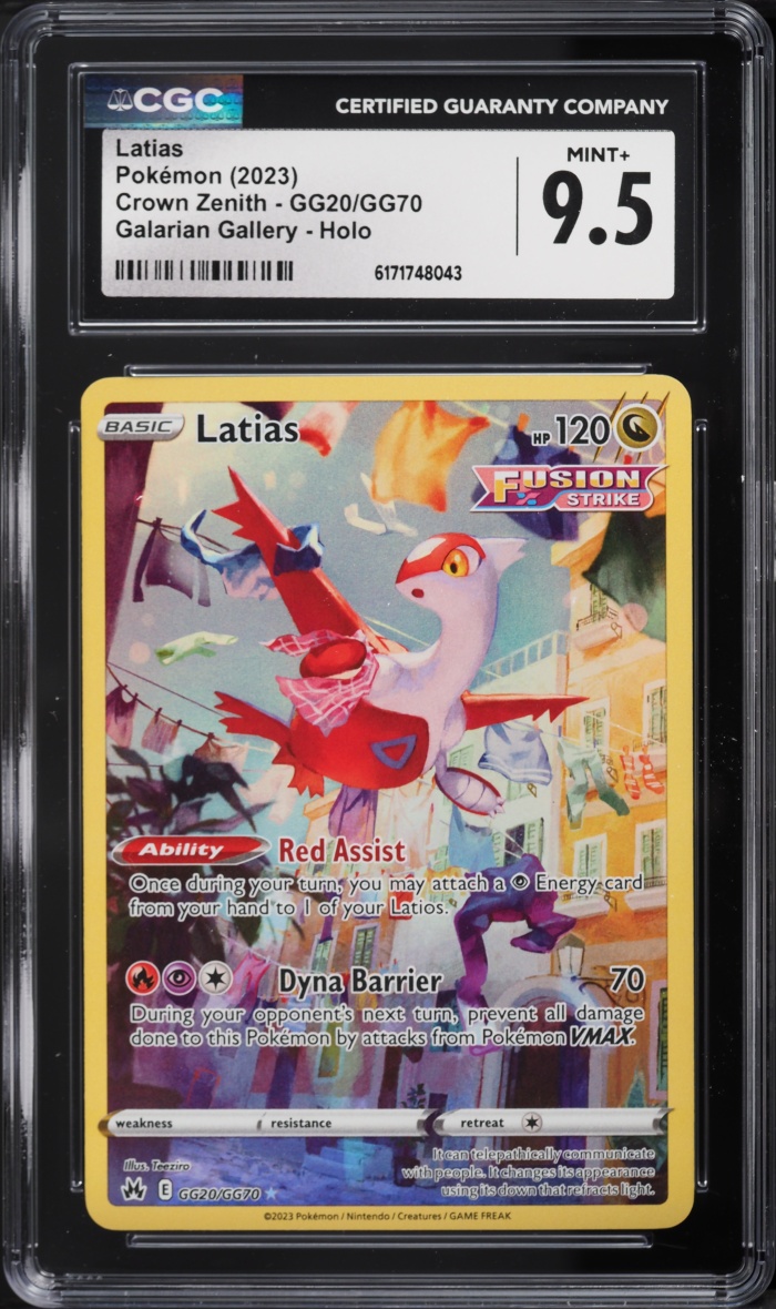 2023 Pokemon Sword & Shield Crown Zenith Galarian Gallery Full Art Latias #GG20 CGC 9.5 MINT+