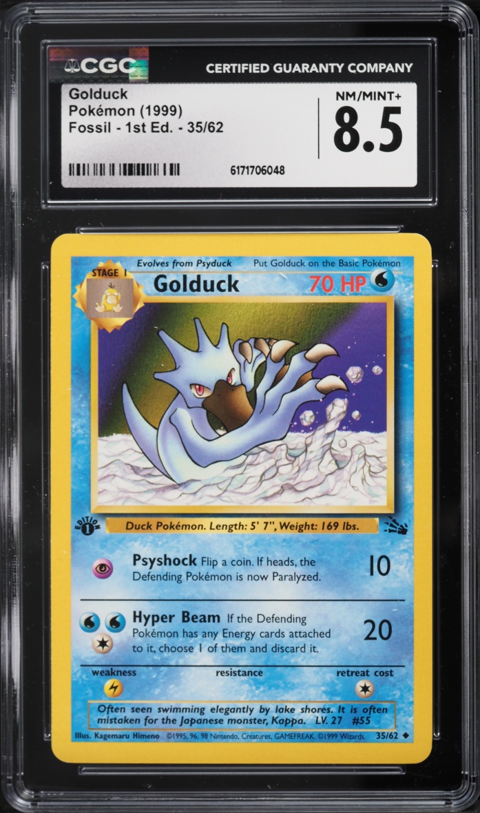 1999 Pokemon Fossil 1st Edition Golduck #35 CGC 8.5 NM-MT+
