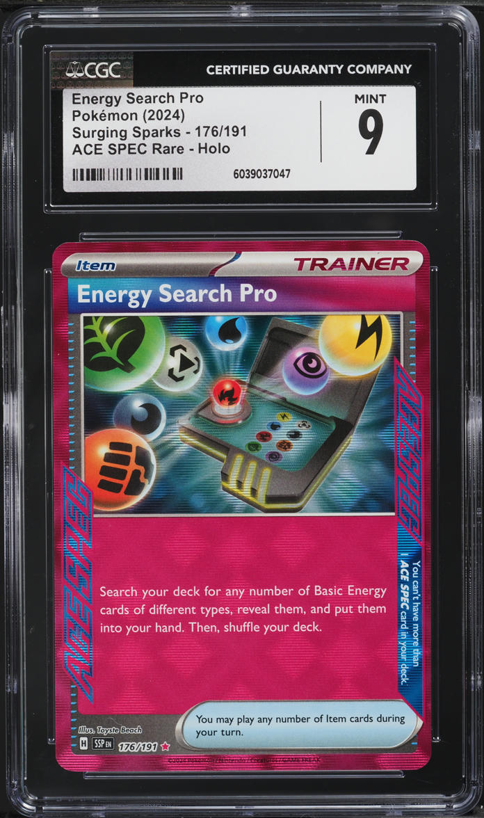 2024 Pokemon SV Surging Sparks Ace Spec Energy Search Pro #176 CGC 9 MINT