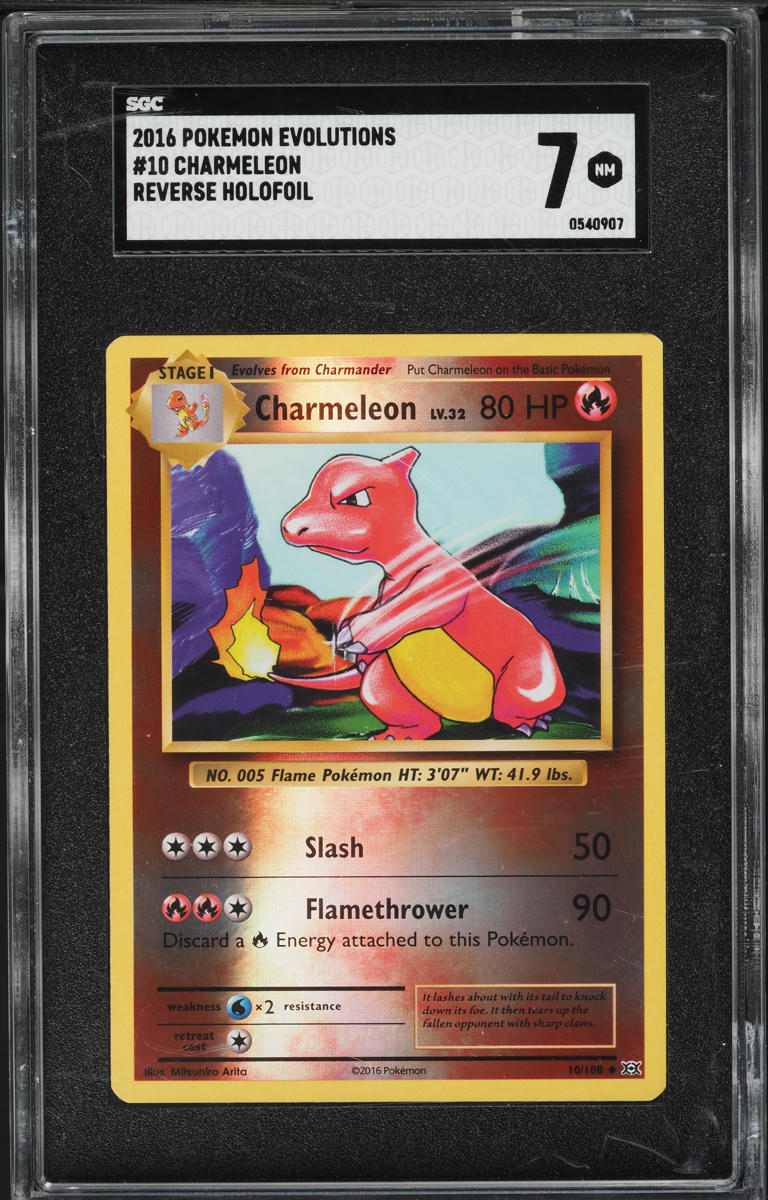 2016 Pokemon XY Evolutions Reverse Holo Charmeleon #10 SGC 7 NRMT
