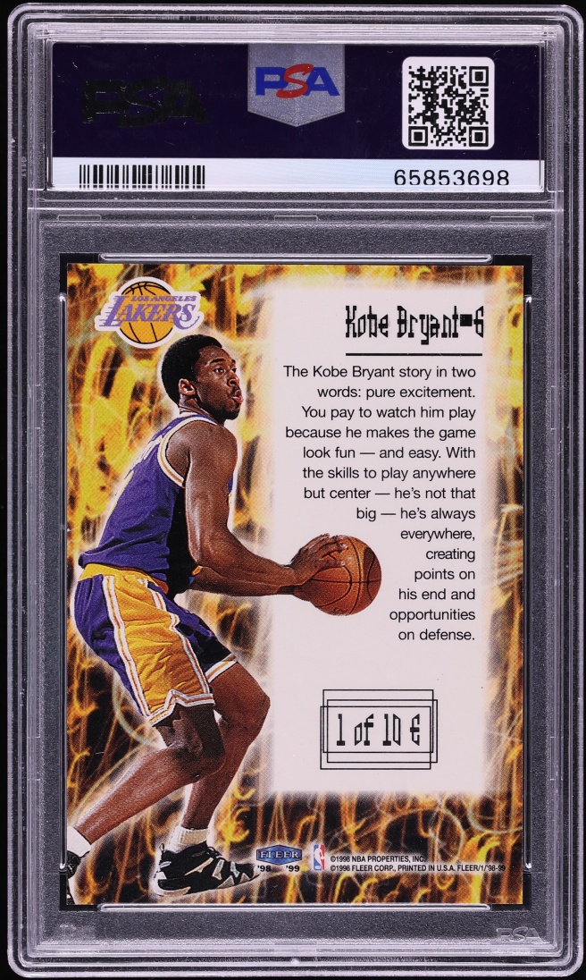 1998 Fleer Tradition Electrifying Kobe Bryant #1 PSA 10 GEM MINT - Photo 2