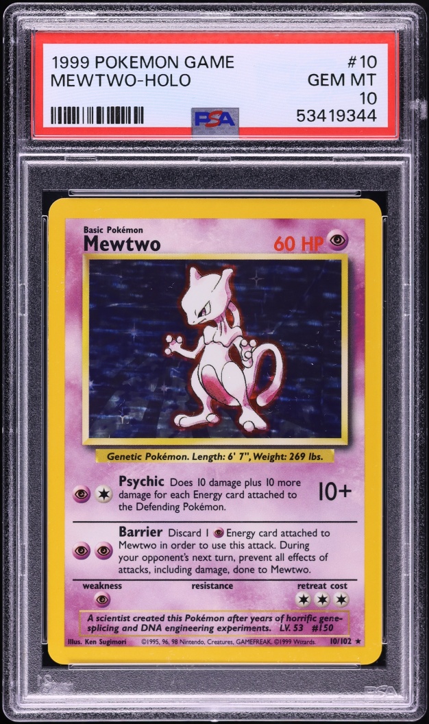 1999 Pokemon Base Set Holo Mewtwo #10 PSA 10 GEM MINT