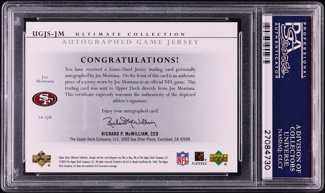 2004 Ultimate Collection Game Jersey Joe Montana PATCH AUTO /25 #UGJS-JM PSA 9 MINT - Photo 2